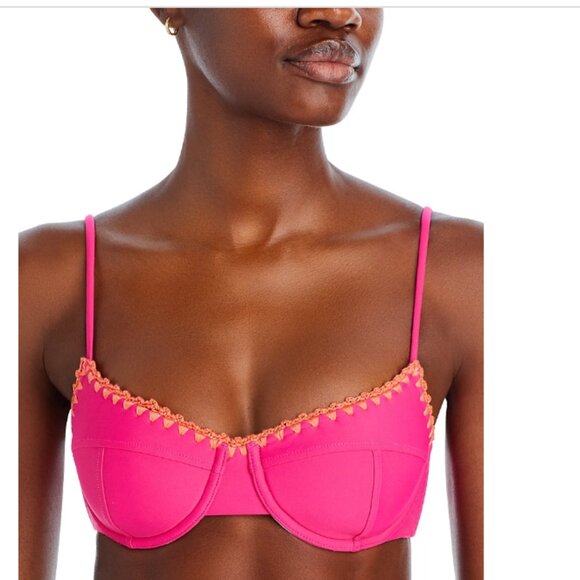 Ramy Brook Emmeline Swim Bikini Top Pink Size M 00103